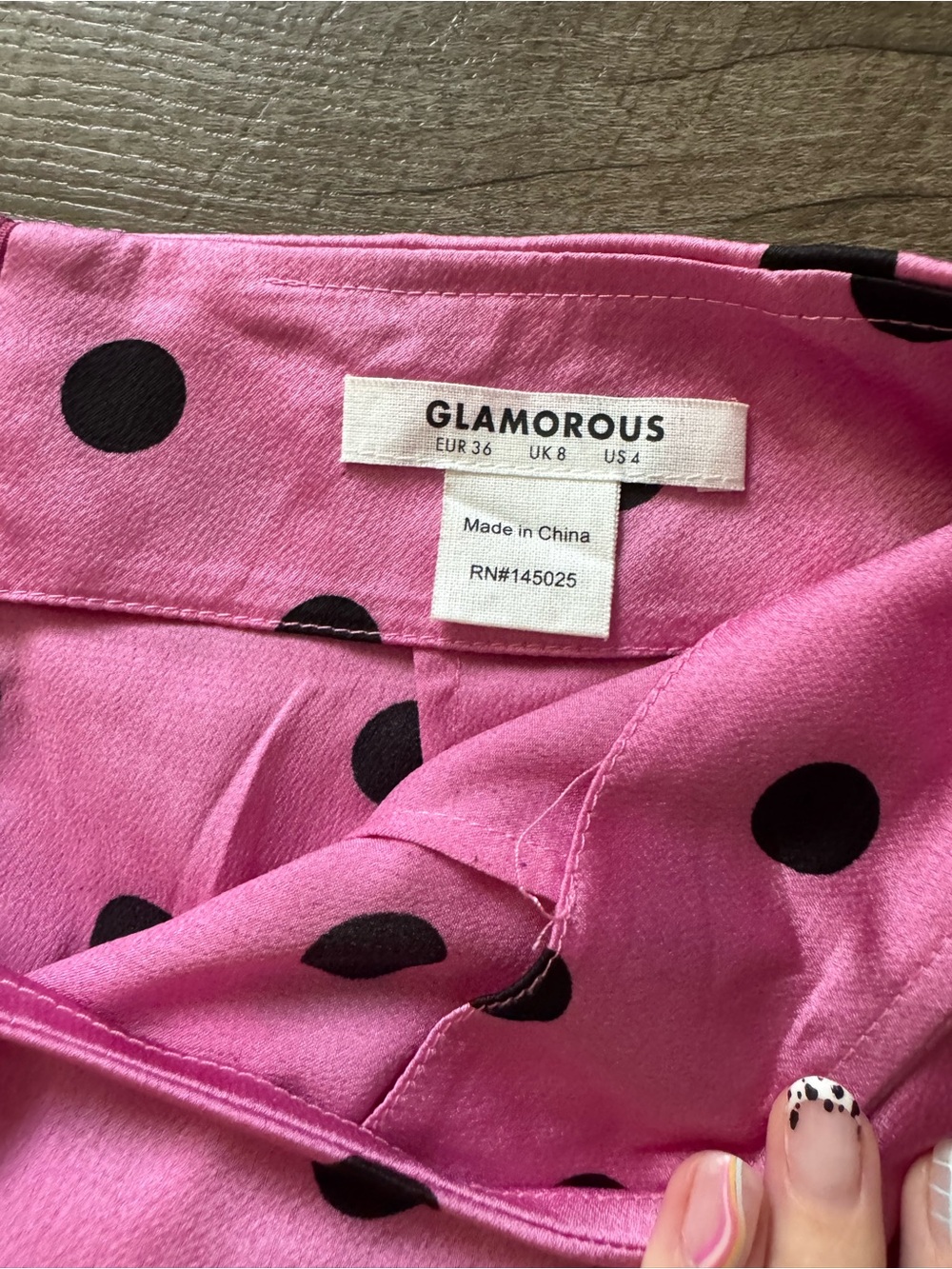 Pink Polka Dot High-Low Knot Midi Skirt - Picture 3 of 3